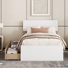 Streamdale Modern Twin Bed Frame with High Gloss White and Oak Finish - 2 of 4