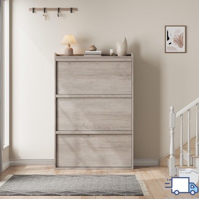 Jojoka Wooden Shoe Cabinet with Adjustable Shelves, Hidden Flip Storage for Entryway, Hallway, or Living Room