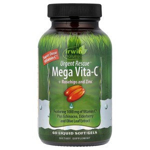 Irwin Naturals Urgent Rescue®, Mega Vita-C + Rosehips and Zinc, 60 Liquid Soft-Gels - 1 of 4