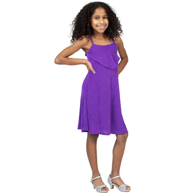 24sevenkid Girls Shimmery Spaghetti Strap Knee Length Dress, 2 of 6