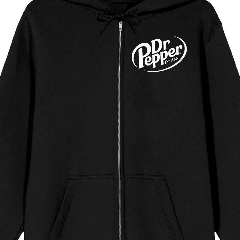 Dr. Pepper Logo Men's Black Zip-Up Hoodie, 2 of 5