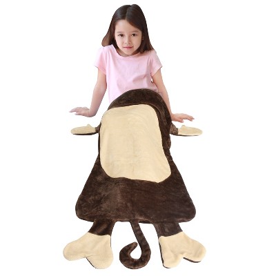 Catalonia Monkey Blanket for Kids, Hooded Wearable Snuggle Tail Blanket, Super Soft Plush Sleeping Bags for Kids, All Seasons, Gift Idea