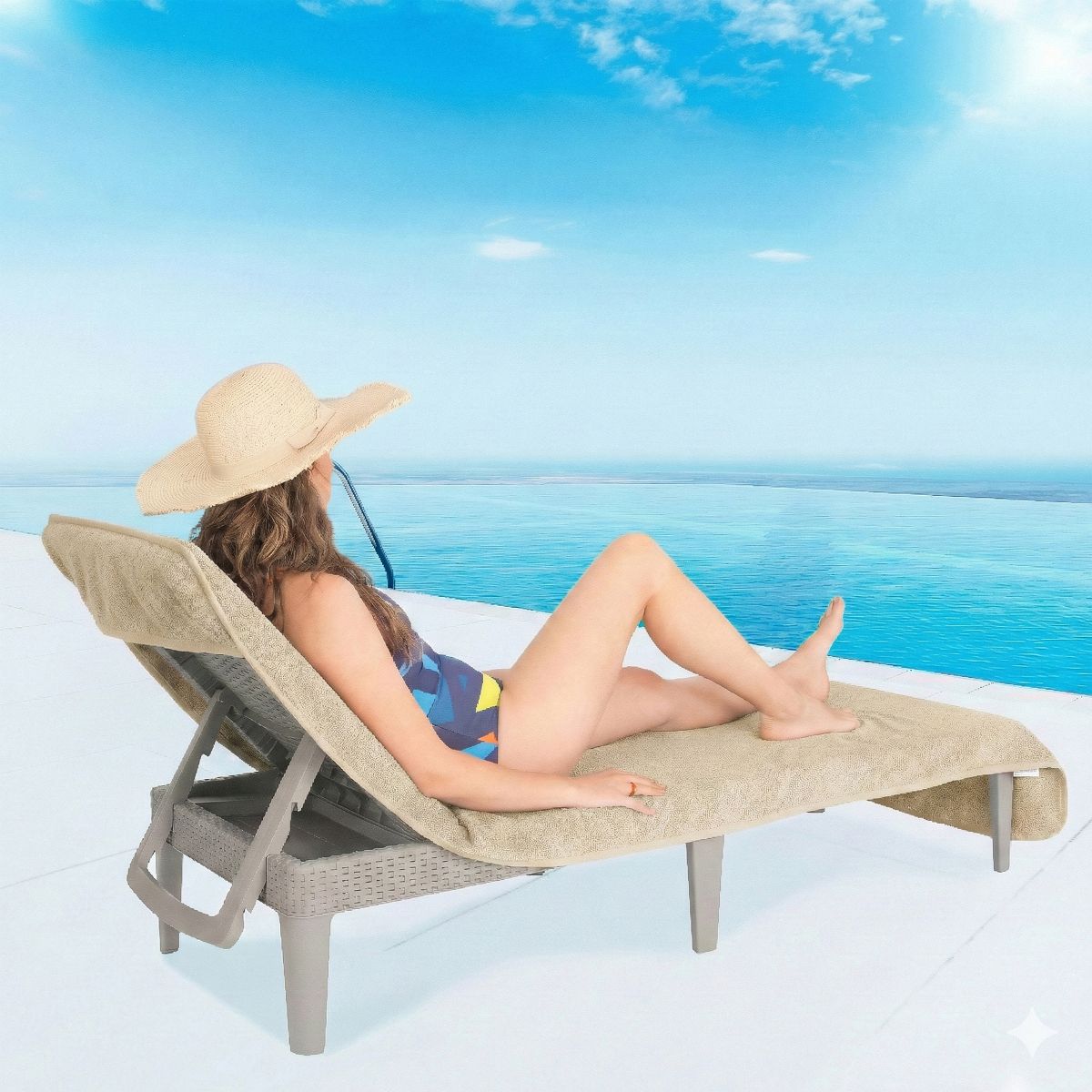 American Soft Linen Turkish Chaise Lounge Covers with Pocket, 86"x32" Pool Chair Towel, Patio and Garden Lounging Cover Towel