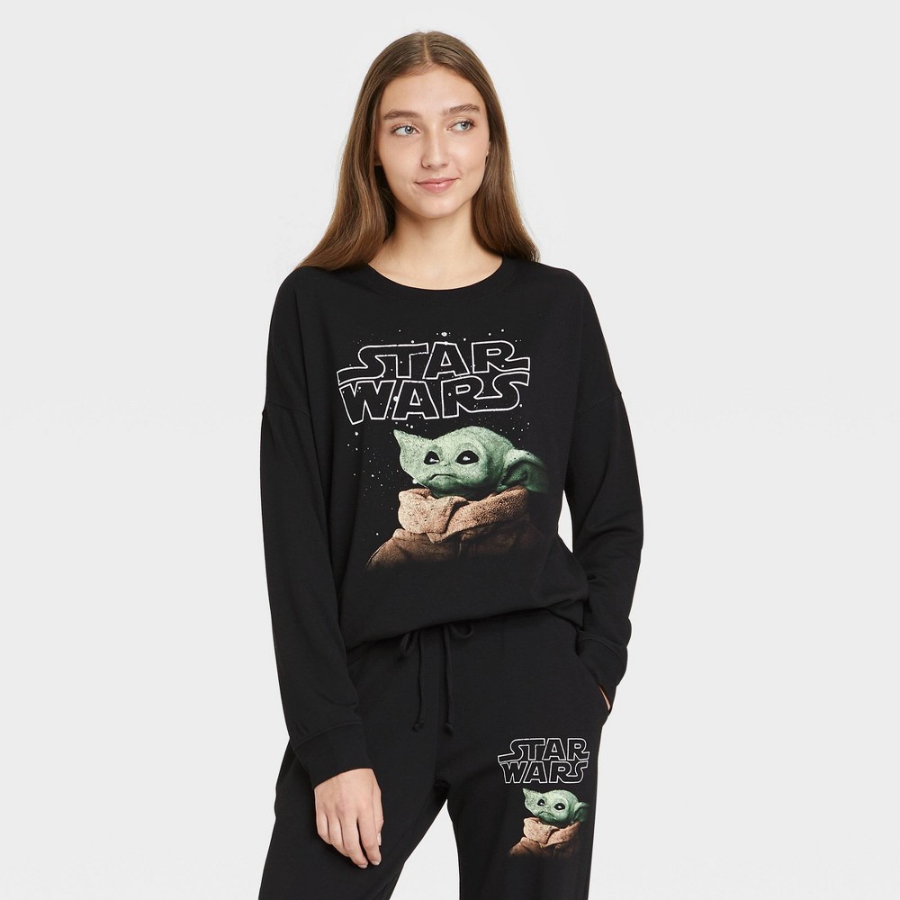 Women's Star Wars Baby Yoda Graphic Sweatshirt - Black XXL