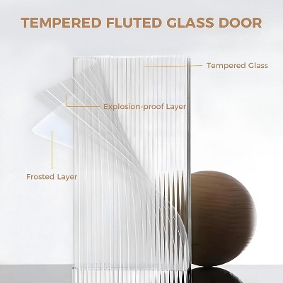 Tempered fluted glass door with frosted and tempered glass layers