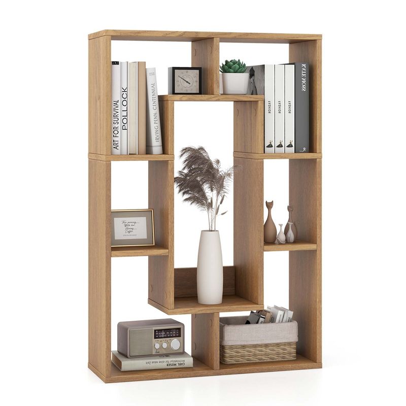 Costway 7-Cube Geometric Bookshelf with Anti-Toppling Device Modern Open Bookcase White/Black/Oak/Rustic Brown/Natural/Grey, 1 of 11