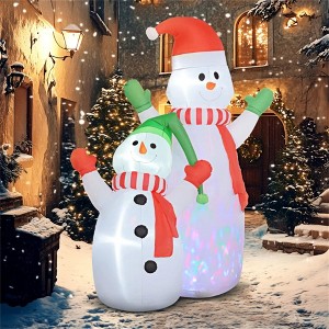 NAYSAYE 8FT Christmas Inflatable Snowman And Son Wearing Hat Scarf And Gloves Holiday Decoration For Yard And Home, Red and White, 74.8"*43.3"*94.5" - 1 of 4