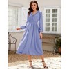 Coolmee Women's Casual Midi Dress Ruffle V Neck Lantern Long Sleeve Smocked Waist A Line Flowy Dress - 4 of 4
