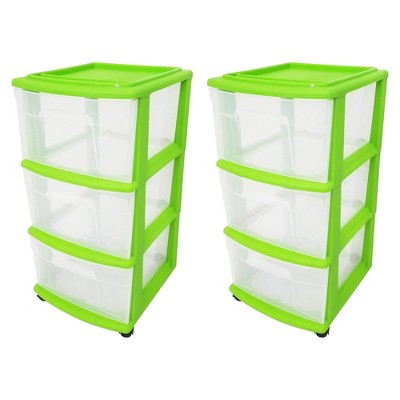 Homz Plastic 3 Clear Drawer Small Rolling Storage Container Tower, White, 2  Pack, 1 Piece - Gerbes Super Markets