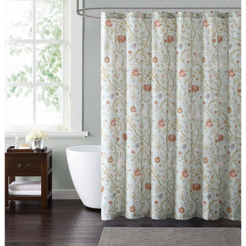 Blue and deals tan shower curtain