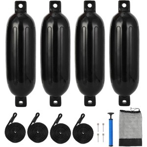 4 Pack Inflatable Boat Fenders, Dock Bumpers in 16"/20"/23"/27" Sizes with 4 Ropes, Air Pump & Storage Bag, Perfect for 10-35ft Boats - 1 of 4