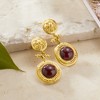 Ross-Simons Italian Garnet Floral Drop Earrings in 18kt Gold Over Sterling - 4 of 4