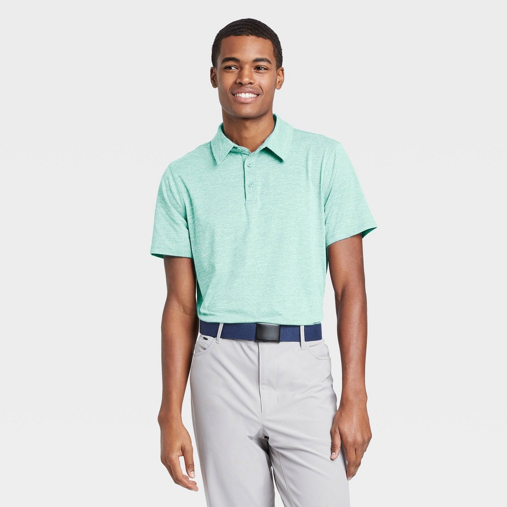 Men's Jersey Golf Polo Shirt - All in Motion Turquoise Heather L, Turquoise Grey was $20.0 now $12.0 (40.0% off)