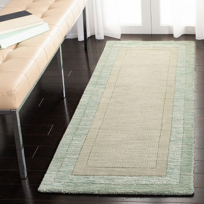 Green and Beige Wool Hand-Tufted Runner Rug 2' 3" x 8'