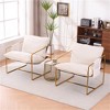 SKRAN 2 Chairs in 1 Box, Upholstered hanging armchair with metal frame, foam cushions and braid for living room,bedroom, Beige＋Gold Armrest - 2 of 4