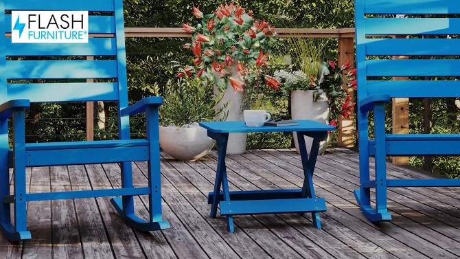 Flash Furniture Halifax Outdoor Folding Side Table, Portable All-Weather HDPE Adirondack Side Table, 2 of 13, play video