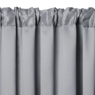 Silver Floral Damask Blackout Ground Length Window Curtain Panel