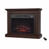Mobile Electric Fireplace with Mantel - Portable Heater on Wheels with Remote Control, Light-Adjustable LED Flames, and Faux Logs by Northwest (Brown) - 2 of 4