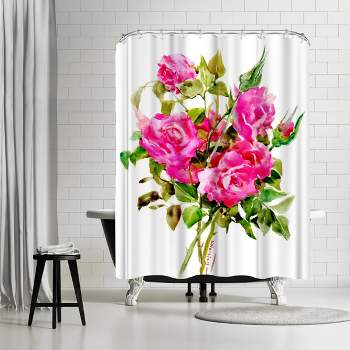 Americanflat 71" x 74" Shower Curtain, Pink Roses Suren 2 by Suren Nersisyan