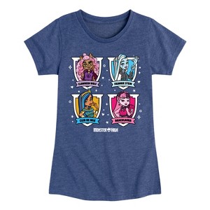 Girls' - Monster High - Clawdeen Wolf Frankie Stein Cleo de Nile Draculaura Fitted Short Sleeve Graphic T-Shirt - 1 of 4