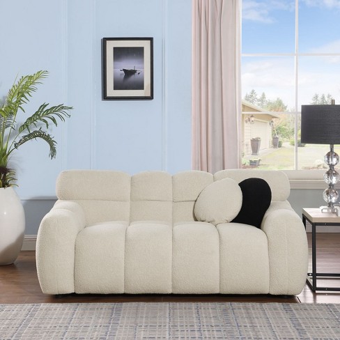 65"Cloud Couches,Lounge Sofa,Boucle Sofa With Square Arms,Loveseat Sofa,Marshmallow Sofa With Wooden Frame,Soft Sofa Furniture-Cuddlewood - image 1 of 4