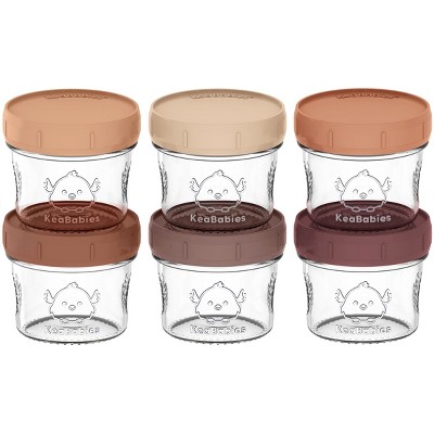 Image of 6pk Prep Baby Food Storage Containers, 4 oz Leak-Proof, BPA Free Glass Baby Food Jars for Feeding (Terracotta)