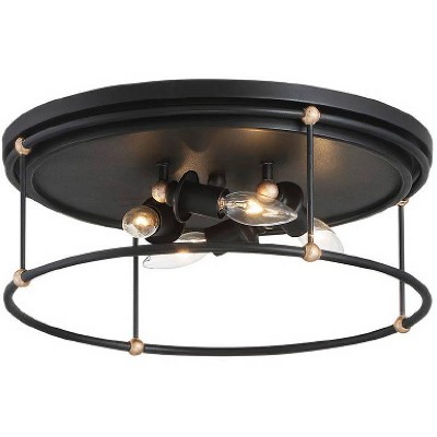 Minka Lavery Modern Industrial Ceiling Light Flush Mount Fixture 16 1/2" Sand Coal 4-Light Skyline Gold Leaf for Bedroom Kitchen