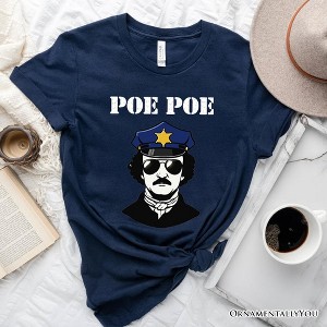 Police Edgar Allan Poe Poe T-Shirt, Navy and White Funny Tee| OrnamentallyYou - 1 of 4