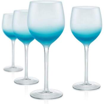 Artland Frost Shadow Turquoise Glass 17 Ounce Goblet, Set of 4