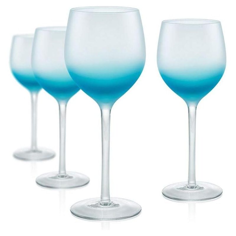 Artland Frost Shadow Turquoise Glass 17 Ounce Goblet, Set of 4, 1 of 2
