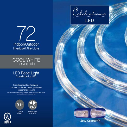 Celebrations Led Cool White 72 Ct Rope Christmas Lights 9 Ft. : Target