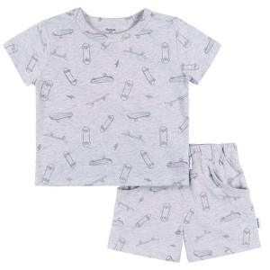 Gerber Baby and Toddler Boys' 2-Piece T-Shirt and Shorts Set, Heather Skateboard - 1 of 4