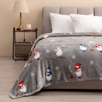Great Bay Home Velvet Plush Fleece Holiday Printed Warm and Cozy Bed Blanket