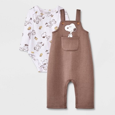Baby Boys' Snoopy Peanuts Solid Top and Bottom Set - Brown 0-3M
