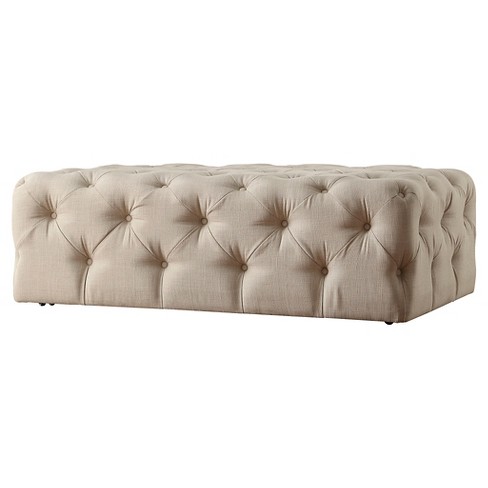 Beekman Place Button Tufted Coffee Ottoman Beige - Inspire Q : Target