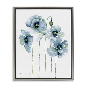 Stupell Industries Modern Poppy Blooms Blue Abstract Floating Frame Canvas Art - 1 of 4
