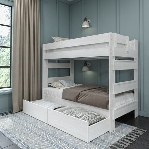 Max & Lily Solid Wood Modern Farmhouse Farmhouse Twin/Twin Bunk Bed with Storage Drawers - 1 of 4