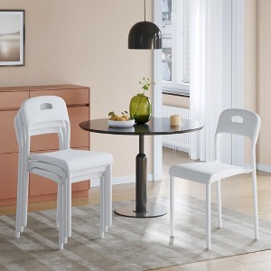 Dining Chairs Set of 4, Stackable Modern Kitchen Chairs, Plastic Dining Room Chair with Metal Legs - 1 of 4