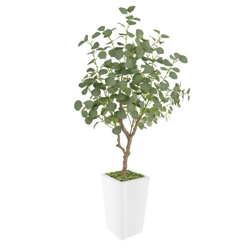 Artificial Fiddle Leaf Fig Tree 5FT, Faux Fiddle Leaf Fig Tree with Tall White Planter - image 1 of 4