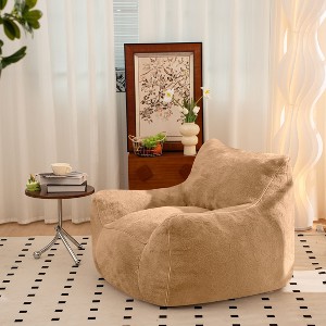 CAVINAS Faux Fur Fabric Bean Bag Chair with Back Support,Fluffy Lazy Sofa Chair with High Density Shredded Foam,Lounge Chair for Living Room - 1 of 4