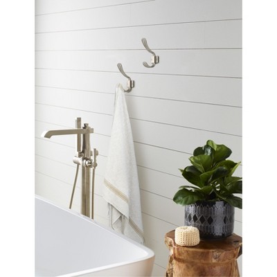 Satin Nickel Double Prong Decorative Wall Hook