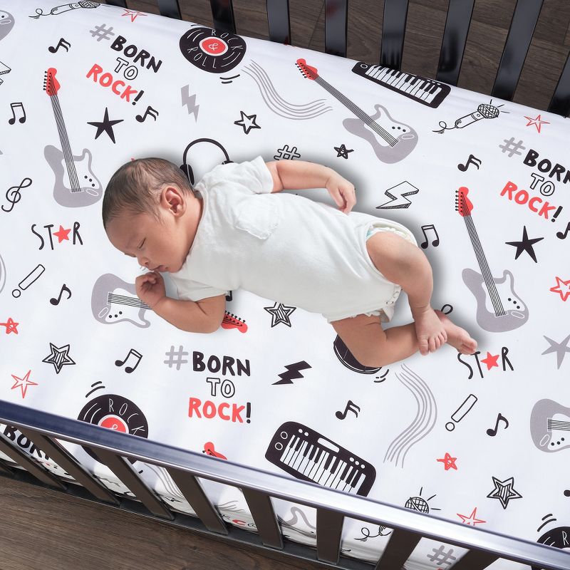 Lambs & Ivy Rock Star Musical Instruments 3-Piece Baby Crib Bedding Set - Gray, 5 of 10