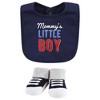 Hudson Baby Infant Boys Cotton Bib and Sock Set, Mommys Little Boys, 0-9 Months - 3 of 4