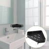 Unique Bargains Bath Corner Shower Shelves Adhesive Caddy with Hooks Drill for Bathroom 9.57"x9.57"x1.97" 2 Sets - 2 of 4