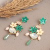 SOHI Women's Green Floral Drop Earrings - 2 of 3