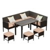 Anybear 7PC Beige Waterproof Seat Cushions Glass Table Space Saving Garden Furniture Set - 2 of 4