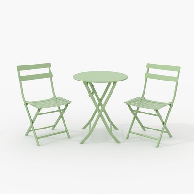 Bistro Table and Chairs Set, 3 Piece Foldable Patio Furniture Set, Outdoor & Indoor Bistro Set for Patio Balcony Porch Poolside, 2 Chairs and 1 Table