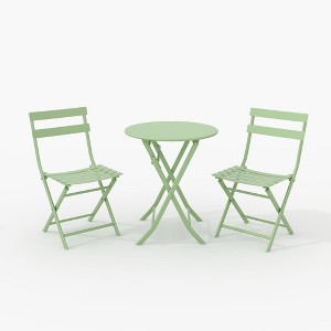 Bistro Table and Chairs Set, 3 Piece Foldable Patio Furniture Set, Outdoor & Indoor Bistro Set for Patio Balcony Porch Poolside, 2 Chairs and 1 Table - 1 of 4