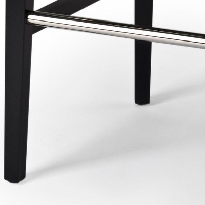Seth Black Leather and Wood Parsons Bar Stool