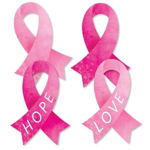 Big Dot of Happiness Pink Ribbon DIY Decorations - Breast Cancer Awareness Double-Sided Paper Ribbon-Shaped Essentials - Set of 20 - 1 of 4